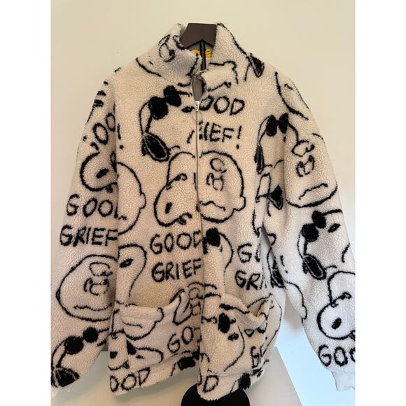 Lazy Oaf x Peanuts Snoopy Good Grief Full Zip Teddy Fleece Jacket Unisex, XXL - Picture 1 of 5